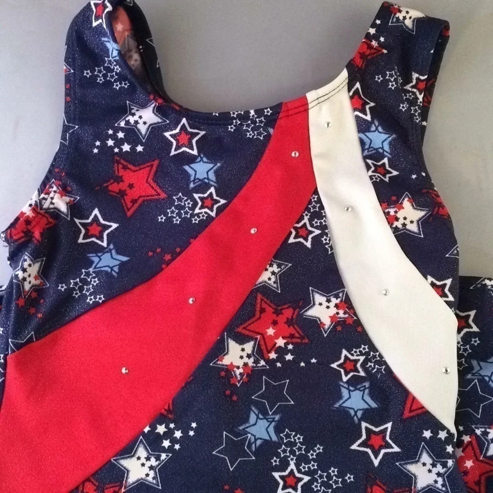 Just Imagine Leotard Medium Red /White/Blue Stars